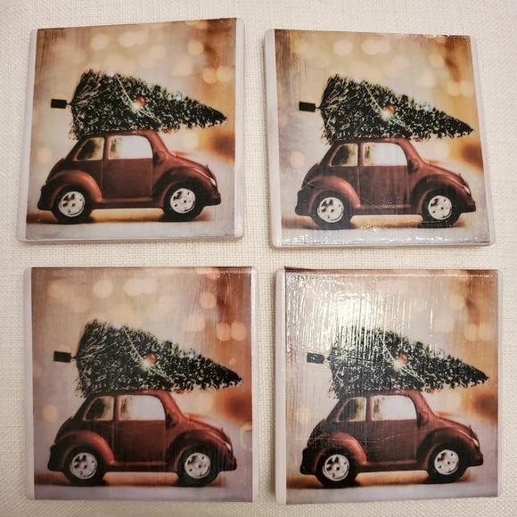 Set of 4 Christmas Coasters - Picture 2 of 4